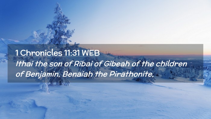 Picture 02 - 1 Chronicles 11:31 WEB Desktop Wallpaper - Ithai the son of Ribai of Gibeah of the children - Desktop Bible Verse Wallpaper