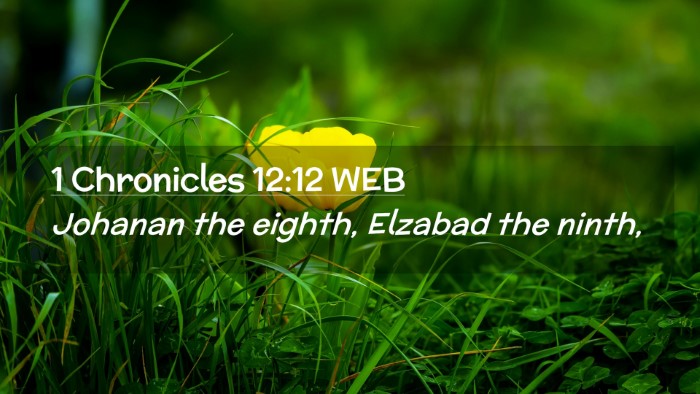 Picture 02 - 1 Chronicles 12:12 WEB Desktop Wallpaper - Johanan the eighth, Elzabad the - Desktop Bible Verse Wallpaper