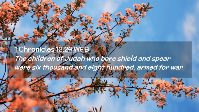 Picture 02 - 1 Chronicles 12:24 WEB Desktop Wallpaper - The children of Judah who bore shield and spear - Desktop Bible Verse Wallpaper