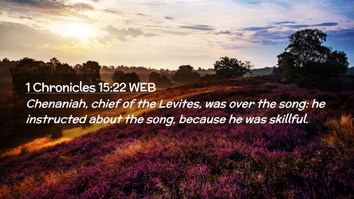 Picture 02 - 1 Chronicles 15:22 WEB Desktop Wallpaper - Chenaniah, chief of the Levites, was over the - Desktop Bible Verse Wallpaper