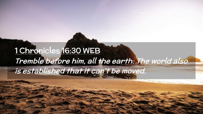 Picture 02 - 1 Chronicles 16:30 WEB Desktop Wallpaper - Tremble before him, all the earth: The world also - Desktop Bible Verse Wallpaper