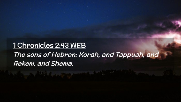 Picture 02 - 1 Chronicles 2:43 WEB Desktop Wallpaper - The sons of Hebron: Korah, and Tappuah, and - Desktop Bible Verse Wallpaper
