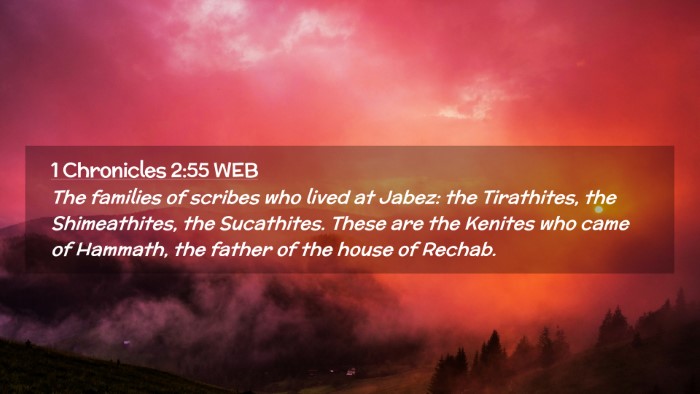 Picture 02 - 1 Chronicles 2:55 WEB Desktop Wallpaper - The families of scribes who lived at Jabez: the - Desktop Bible Verse Wallpaper