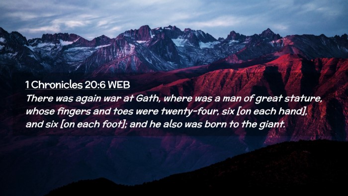 Picture 02 - 1 Chronicles 20:6 WEB Desktop Wallpaper - There was again war at Gath, where was a man of - Desktop Bible Verse Wallpaper