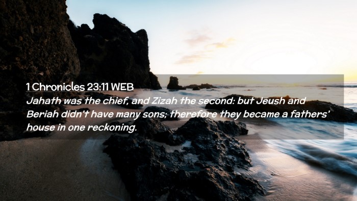 Picture 02 - 1 Chronicles 23:11 WEB Desktop Wallpaper - Jahath was the chief, and Zizah the second: but - Desktop Bible Verse Wallpaper