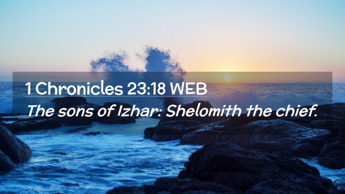 Picture 02 - 1 Chronicles 23:18 WEB Desktop Wallpaper - The sons of Izhar: Shelomith the - Desktop Bible Verse Wallpaper