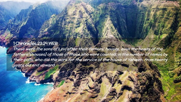 Picture 02 - 1 Chronicles 23:24 WEB Desktop Wallpaper - These were the sons of Levi after their fathers' - Desktop Bible Verse Wallpaper