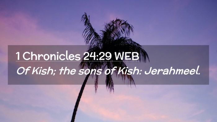 Picture 02 - 1 Chronicles 24:29 WEB Desktop Wallpaper - Of Kish; the sons of Kish: - Desktop Bible Verse Wallpaper