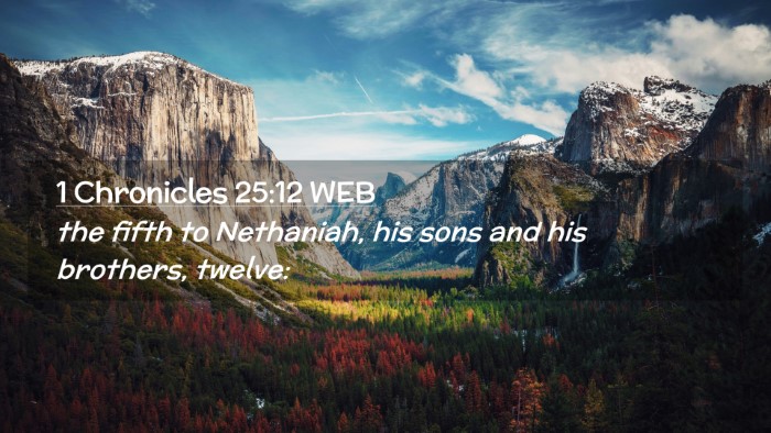 Picture 02 - 1 Chronicles 25:12 WEB Desktop Wallpaper - the fifth to Nethaniah, his sons and his - Desktop Bible Verse Wallpaper