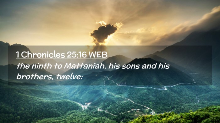 Picture 02 - 1 Chronicles 25:16 WEB Desktop Wallpaper - the ninth to Mattaniah, his sons and his - Desktop Bible Verse Wallpaper