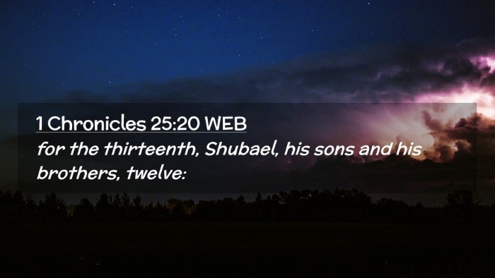 Picture 02 - 1 Chronicles 25:20 WEB Desktop Wallpaper - for the thirteenth, Shubael, his sons and his - Desktop Bible Verse Wallpaper
