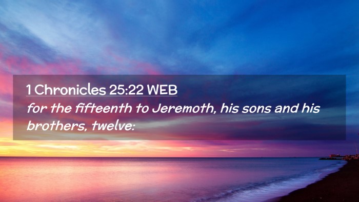 Picture 02 - 1 Chronicles 25:22 WEB Desktop Wallpaper - for the fifteenth to Jeremoth, his sons and his - Desktop Bible Verse Wallpaper