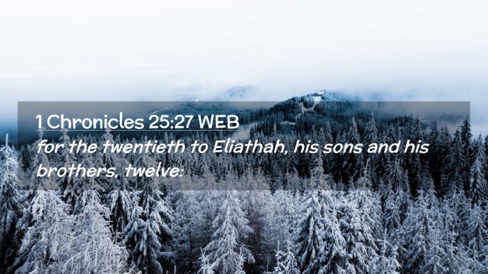 Picture 02 - 1 Chronicles 25:27 WEB Desktop Wallpaper - for the twentieth to Eliathah, his sons and his - Desktop Bible Verse Wallpaper
