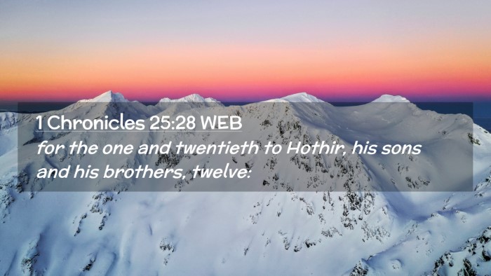 Picture 02 - 1 Chronicles 25:28 WEB Desktop Wallpaper - for the one and twentieth to Hothir, his sons and - Desktop Bible Verse Wallpaper