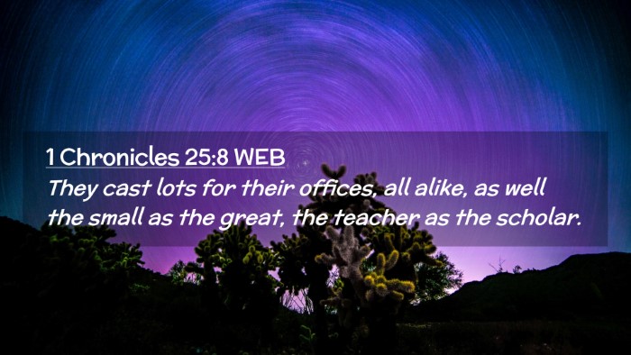 Picture 02 - 1 Chronicles 25:8 WEB Desktop Wallpaper - They cast lots for their offices, all alike, as - Desktop Bible Verse Wallpaper