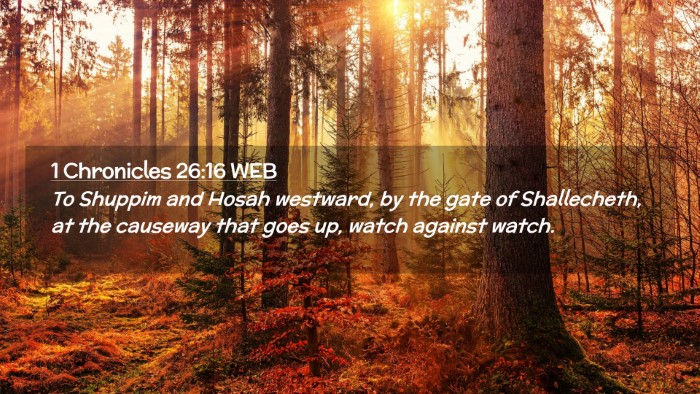 Picture 02 - 1 Chronicles 26:16 WEB Desktop Wallpaper - To Shuppim and Hosah westward, by the gate of - Desktop Bible Verse Wallpaper