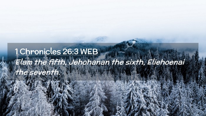 Picture 02 - 1 Chronicles 26:3 WEB Desktop Wallpaper - Elam the fifth, Jehohanan the sixth, Eliehoenai - Desktop Bible Verse Wallpaper