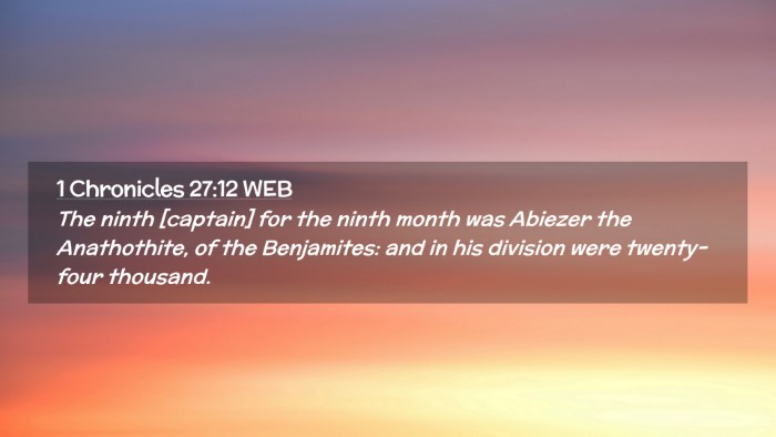 Picture 02 - 1 Chronicles 27:12 WEB Desktop Wallpaper - The ninth [captain] for the ninth month was - Desktop Bible Verse Wallpaper