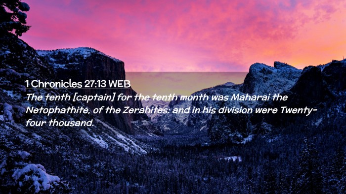 Picture 02 - 1 Chronicles 27:13 WEB Desktop Wallpaper - The tenth [captain] for the tenth month was - Desktop Bible Verse Wallpaper