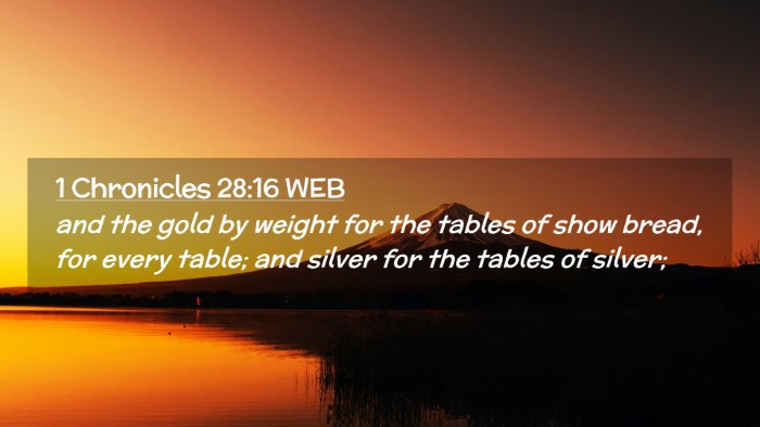 Picture 02 - 1 Chronicles 28:16 WEB Desktop Wallpaper - and the gold by weight for the tables of show - Desktop Bible Verse Wallpaper