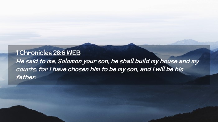 Picture 02 - 1 Chronicles 28:6 WEB Desktop Wallpaper - He said to me, Solomon your son, he shall build - Desktop Bible Verse Wallpaper