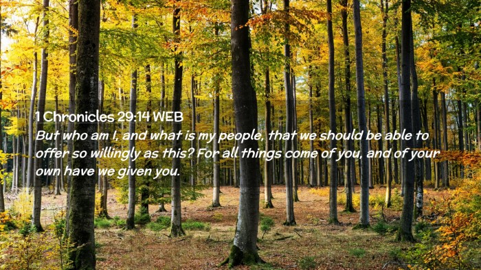 Picture 02 - 1 Chronicles 29:14 WEB Desktop Wallpaper - But who am I, and what is my people, that we - Desktop Bible Verse Wallpaper