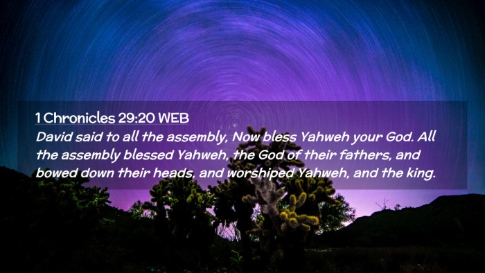 Picture 02 - 1 Chronicles 29:20 WEB Desktop Wallpaper - David said to all the assembly, Now bless Yahweh - Desktop Bible Verse Wallpaper