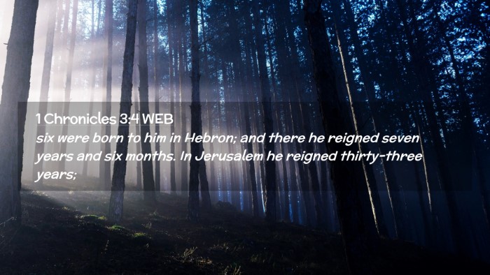 Picture 02 - 1 Chronicles 3:4 WEB Desktop Wallpaper - six were born to him in Hebron; and there he - Desktop Bible Verse Wallpaper