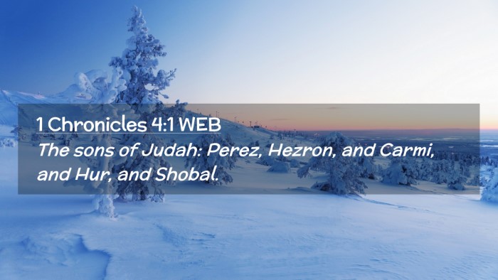 Picture 02 - 1 Chronicles 4:1 WEB Desktop Wallpaper - The sons of Judah: Perez, Hezron, and Carmi, and - Desktop Bible Verse Wallpaper