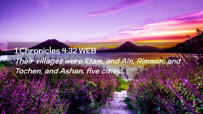 Picture 02 - 1 Chronicles 4:32 WEB Desktop Wallpaper - Their villages were Etam, and Ain, Rimmon, and - Desktop Bible Verse Wallpaper