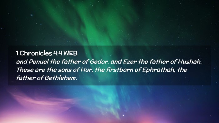 Picture 02 - 1 Chronicles 4:4 WEB Desktop Wallpaper - and Penuel the father of Gedor, and Ezer the - Desktop Bible Verse Wallpaper
