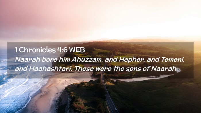 Picture 02 - 1 Chronicles 4:6 WEB Desktop Wallpaper - Naarah bore him Ahuzzam, and Hepher, and Temeni, - Desktop Bible Verse Wallpaper