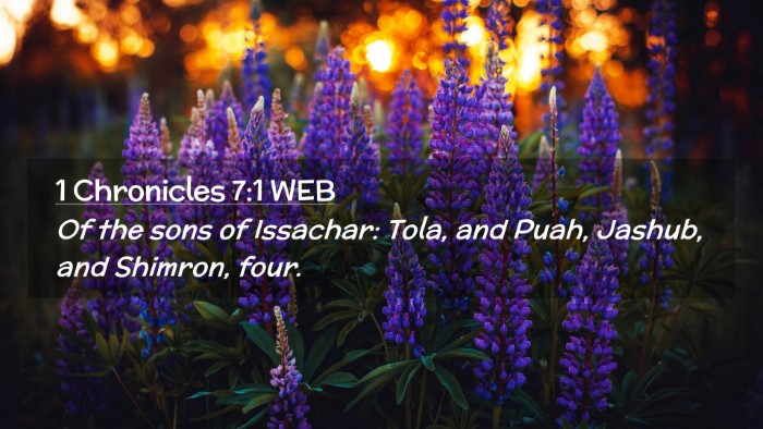 Picture 02 - 1 Chronicles 7:1 WEB Desktop Wallpaper - Of the sons of Issachar: Tola, and Puah, Jashub, - Desktop Bible Verse Wallpaper