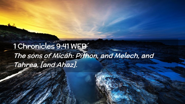 Picture 02 - 1 Chronicles 9:41 WEB Desktop Wallpaper - The sons of Micah: Pithon, and Melech, and - Desktop Bible Verse Wallpaper