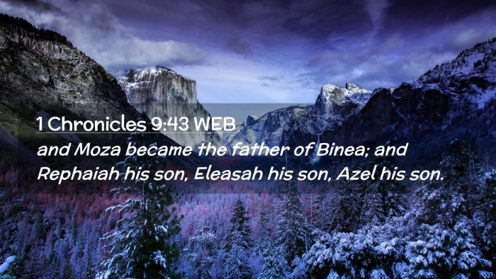 Picture 02 - 1 Chronicles 9:43 WEB Desktop Wallpaper - and Moza became the father of Binea; and Rephaiah - Desktop Bible Verse Wallpaper