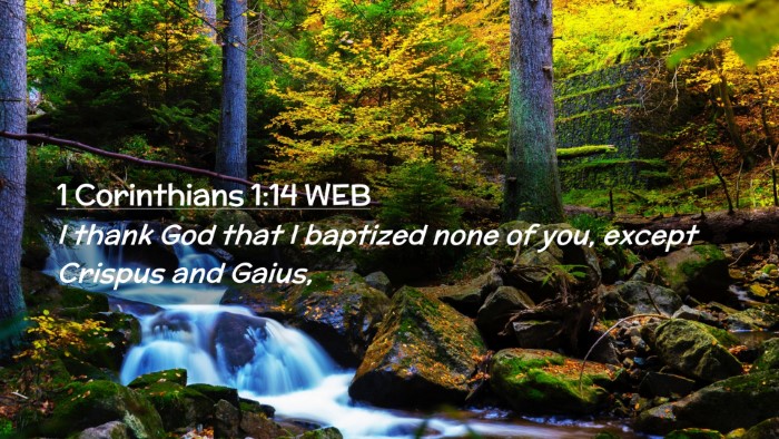 Picture 02 - 1 Corinthians 1:14 WEB Desktop Wallpaper - I thank God that I baptized none of you, except - Desktop Bible Verse Wallpaper
