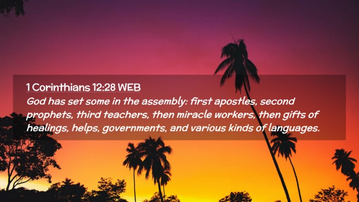 Picture 02 - 1 Corinthians 12:28 WEB Desktop Wallpaper - God has set some in the assembly: first apostles, - Desktop Bible Verse Wallpaper
