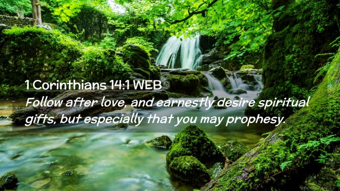 Picture 02 - 1 Corinthians 14:1 WEB Desktop Wallpaper - Follow after love, and earnestly desire spiritual - Desktop Bible Verse Wallpaper