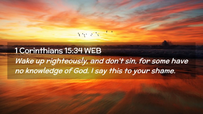 Picture 02 - 1 Corinthians 15:34 WEB Desktop Wallpaper - Wake up righteously, and don't sin, for some have - Desktop Bible Verse Wallpaper