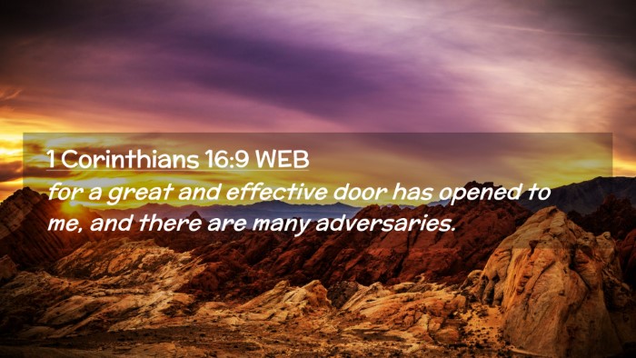 Picture 02 - 1 Corinthians 16:9 WEB Desktop Wallpaper - for a great and effective door has opened to me, - Desktop Bible Verse Wallpaper