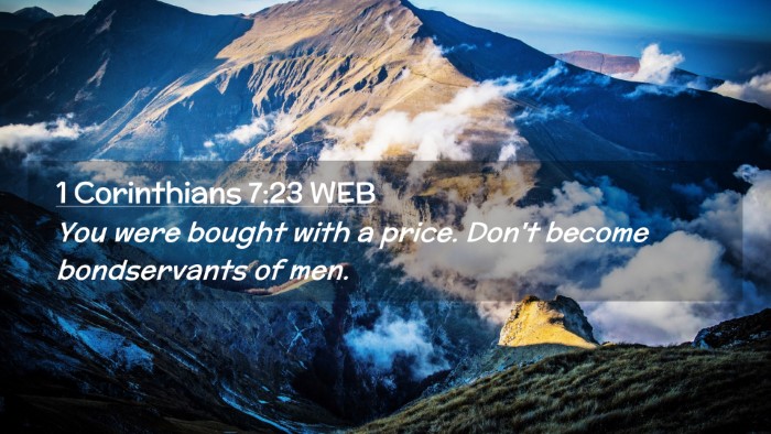 Picture 02 - 1 Corinthians 7:23 WEB Desktop Wallpaper - You were bought with a price. Don't become - Desktop Bible Verse Wallpaper