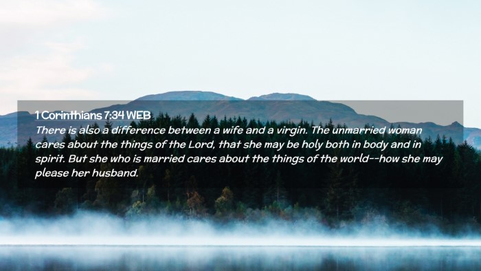 Picture 02 - 1 Corinthians 7:34 WEB Desktop Wallpaper - There is also a difference between a wife and a - Desktop Bible Verse Wallpaper