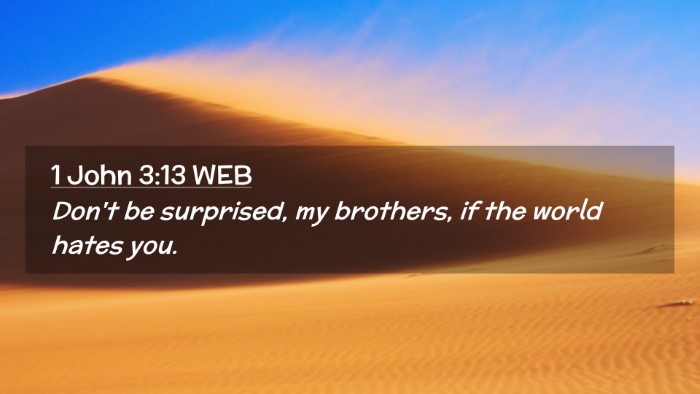 Picture 02 - 1 John 3:13 WEB Desktop Wallpaper - Don't be surprised, my brothers, if the world - Desktop Bible Verse Wallpaper