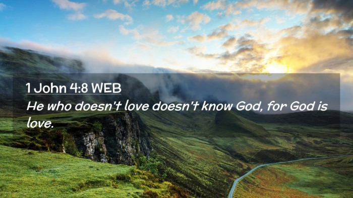 Picture 02 - 1 John 4:8 WEB Desktop Wallpaper - He who doesn't love doesn't know God, for God is - Desktop Bible Verse Wallpaper