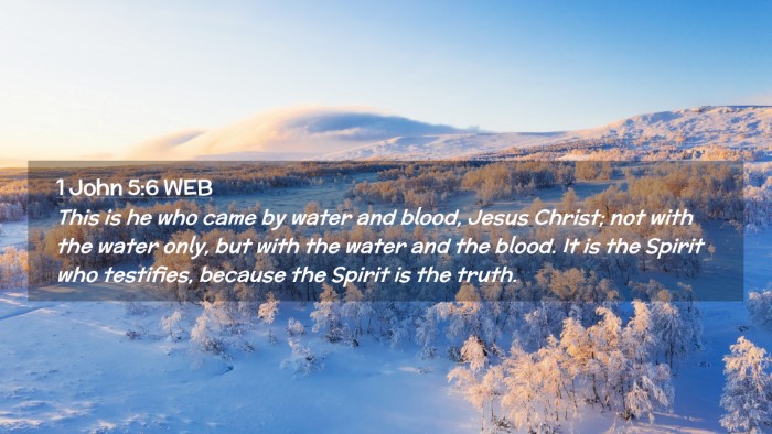 Picture 02 - 1 John 5:6 WEB Desktop Wallpaper - This is he who came by water and blood, Jesus - Desktop Bible Verse Wallpaper