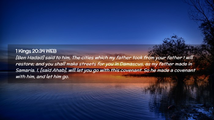 Picture 02 - 1 Kings 20:34 WEB Desktop Wallpaper - [Ben Hadad] said to him, The cities which my - Desktop Bible Verse Wallpaper