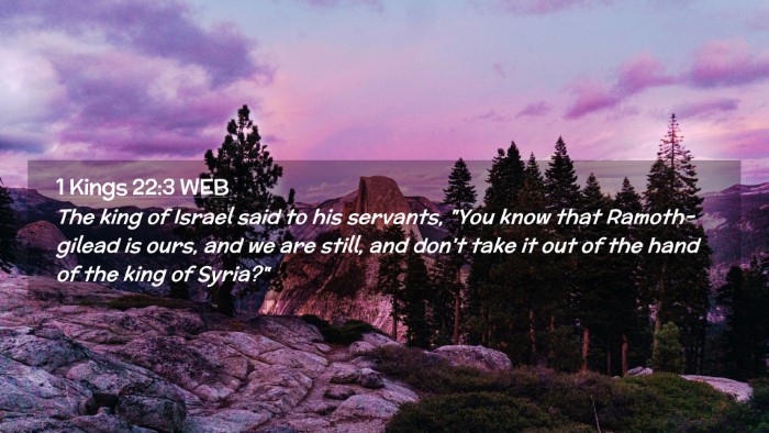 Picture 02 - 1 Kings 22:3 WEB Desktop Wallpaper - The king of Israel said to his servants, 