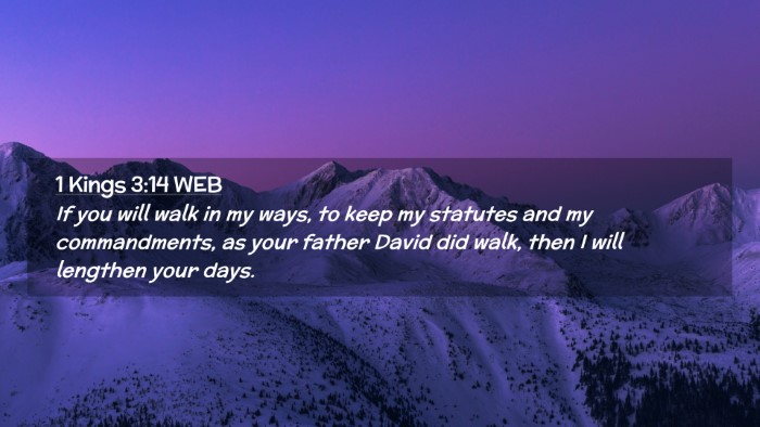 Picture 02 - 1 Kings 3:14 WEB Desktop Wallpaper - If you will walk in my ways, to keep my statutes - Desktop Bible Verse Wallpaper