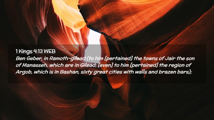Picture 02 - 1 Kings 4:13 WEB Desktop Wallpaper - Ben Geber, in Ramoth-gilead (to him [pertained] - Desktop Bible Verse Wallpaper