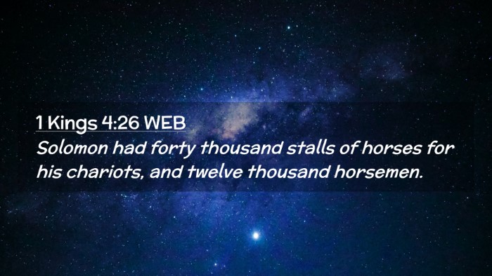 Picture 02 - 1 Kings 4:26 WEB Desktop Wallpaper - Solomon had forty thousand stalls of horses for - Desktop Bible Verse Wallpaper